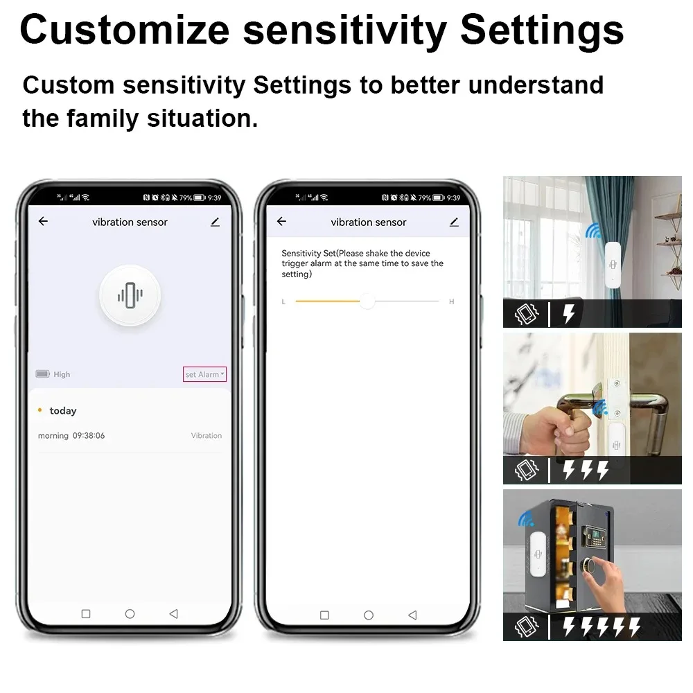 ISENO Tuya WiFi Sensor de vibración inteligente detección Tuya Smart Life APP notificación movimiento en tiempo Real alarma de choque registro histórico