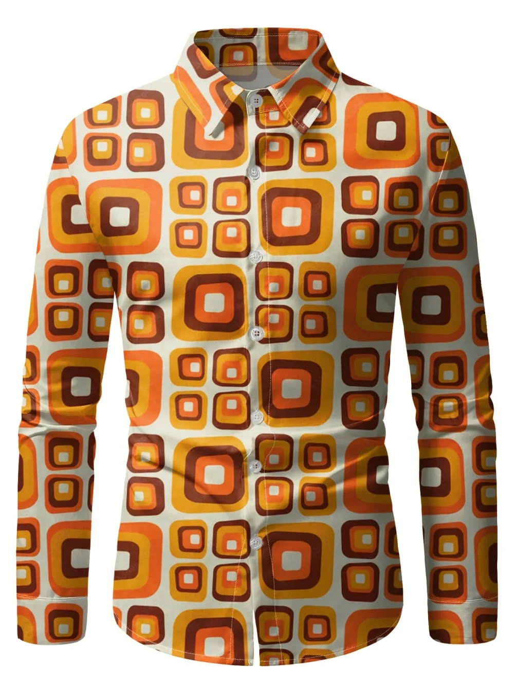 

Retro 70s Theme Floral Shirt for Men Disco Party Shirt Hip Hop Button Vintage Long Sleeve Shirt Men's Casual Blouse Unisex Tops