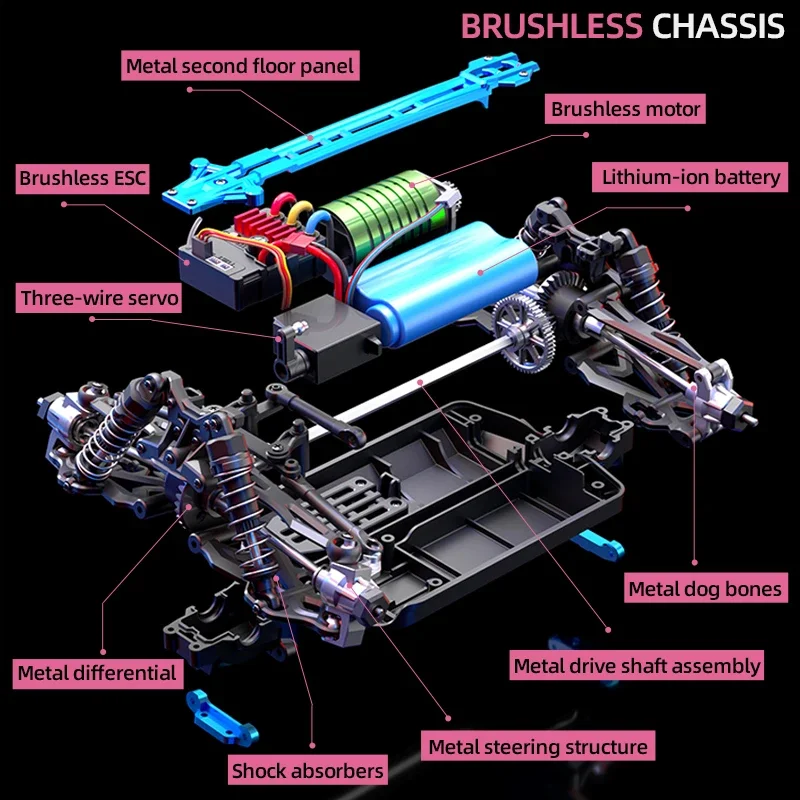 C8821 RC Auto 4WD Off-Road 2,4G ferngesteuertes Fahrzeug gebürstetes/bürstenloses Kletter-Crawler-Modell mit LED-Leuchten Spielzeug für Kinder