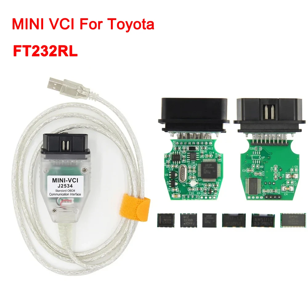 Mini Vci For Toyota TIS Techstream V18.00.008 Software FTDI FT232RL/FT232RQ OBD2 Diagnostic Cable until 2023 for Toyota/Lexus