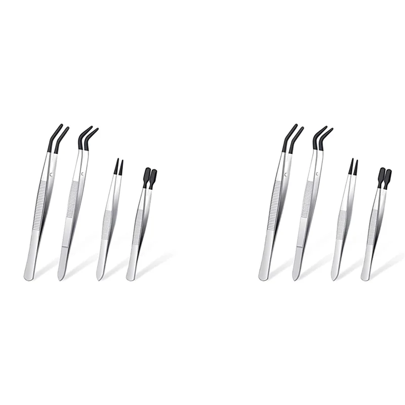 

AC88-8 Pieces Tweezers Set With Rubber Tips Tweezers PVC Coated Tweezers, Rubber Fine Point Tweezers Rubber Flat Tip Tweezer