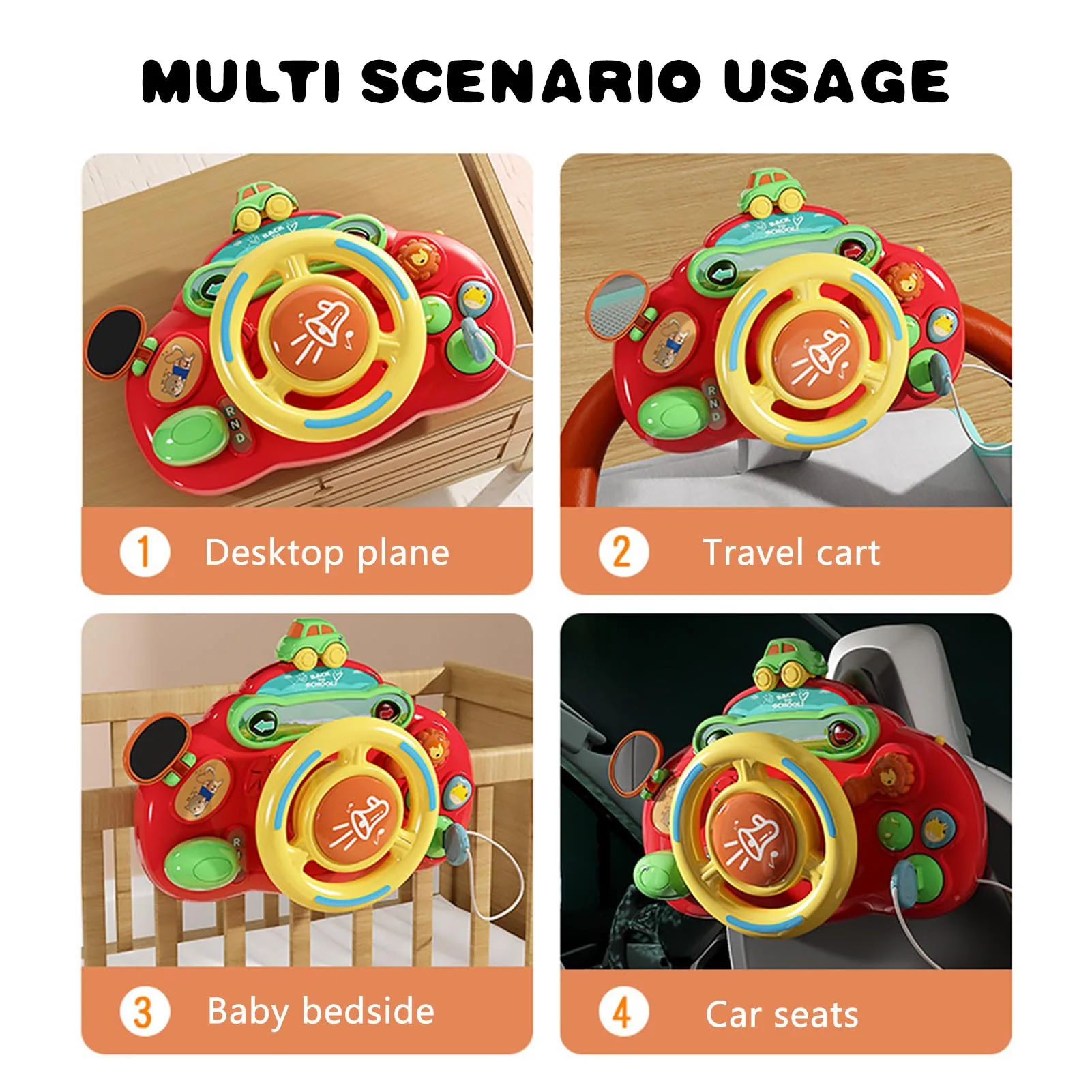 Simulated Driving Steering Wheel Toy Electronic Simulation Adventure Desktop Game for Kids Boy Girl Birthday Gifts