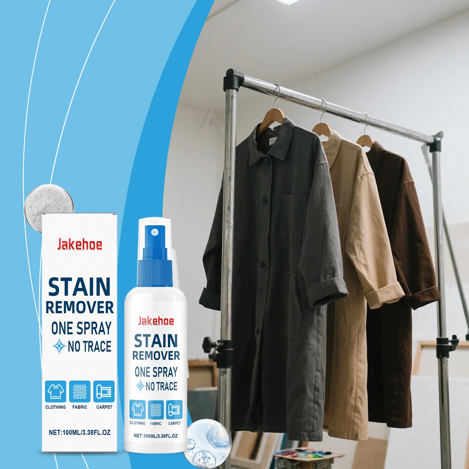 Spray de nettoyage des taches pour vêtements, élimine efficacement les taches d'huile tenaces, élimine les odeurs, jaunissement, détartrage, Agent de blanchiment des vêtements
