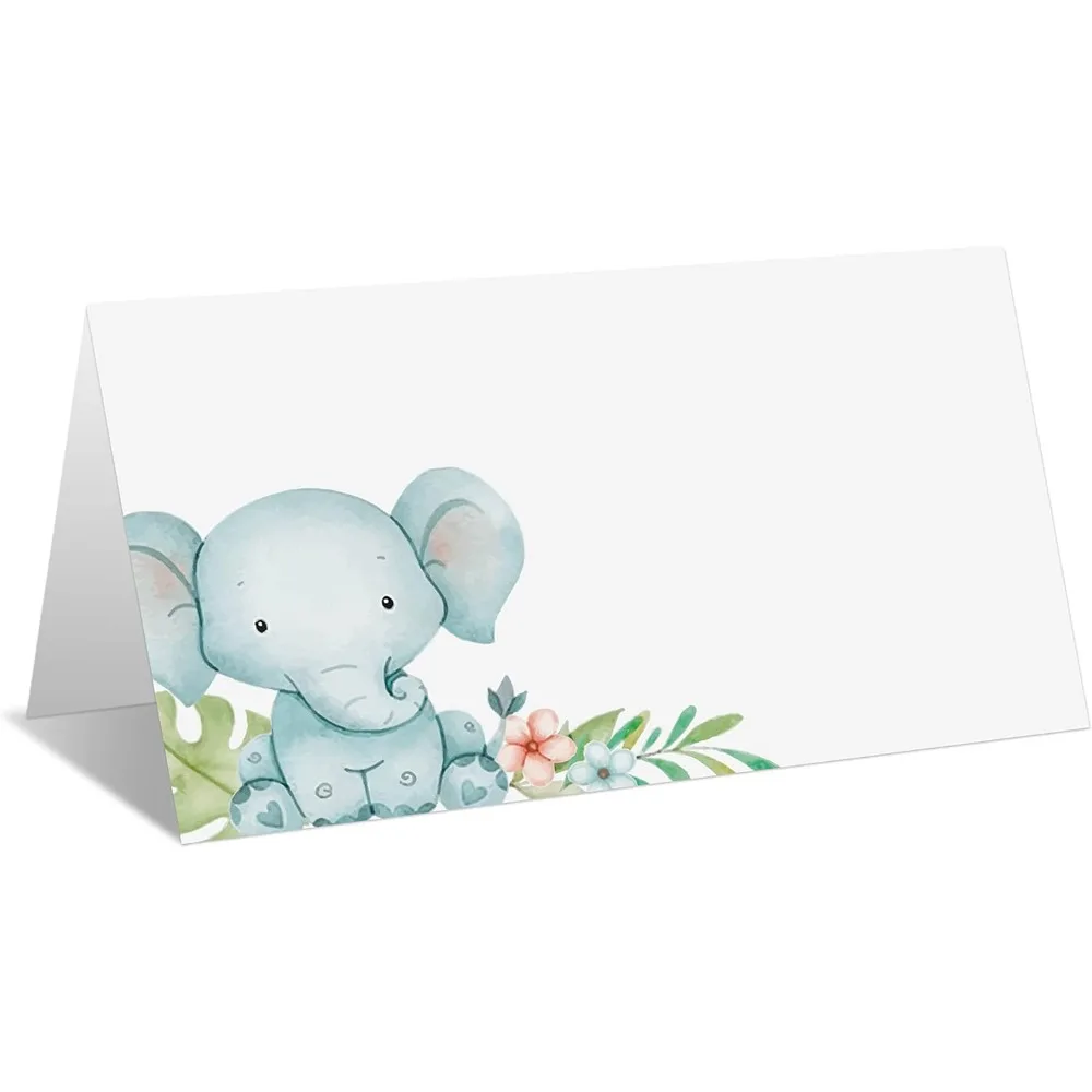 

Карточки с местами для вечеринок «Синий слон» — редактируемое имя и карточки для сидения для столов, детского душа и дней рождения — упаковка из 25 штук (B04)