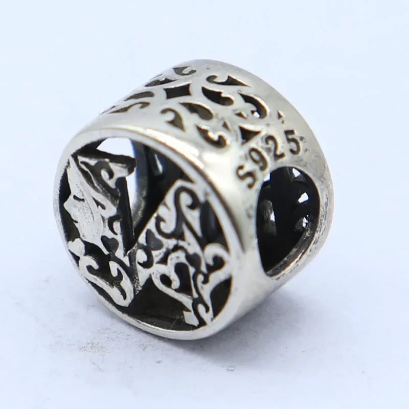 

11x11mm 1.9g 3D Real 925 Solid Sterling Silver Hollow letter N and girl's side face small pendant bracelet and anklet pendant CZ