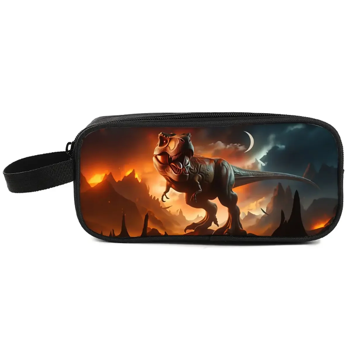 Doppellagiges Federmäppchen mit Dinosaurier-Druck und Tragegriff für Jungen und Mädchen, Bestes Geschenk, 2D-Cartoon-Schulstifttasche für Kinder