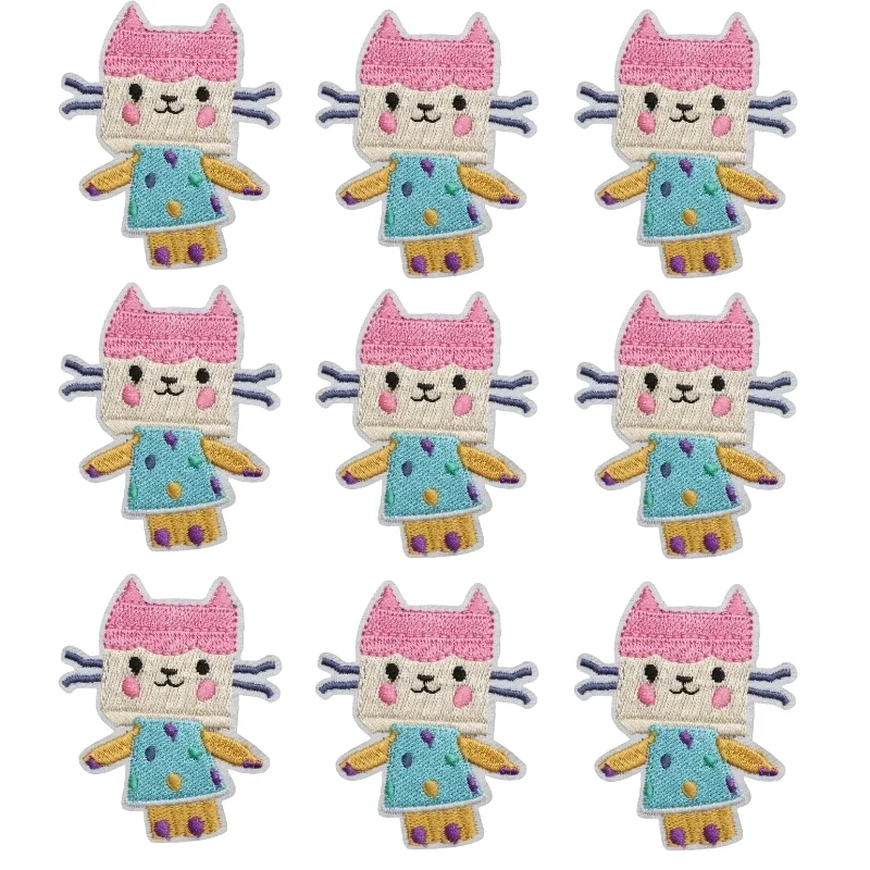 1PCS Retail Cartoon Little Girl Cat Embroidery Cloth Sticker Pet Kitten Paw Patch For DIY Clothing Computer Decoration