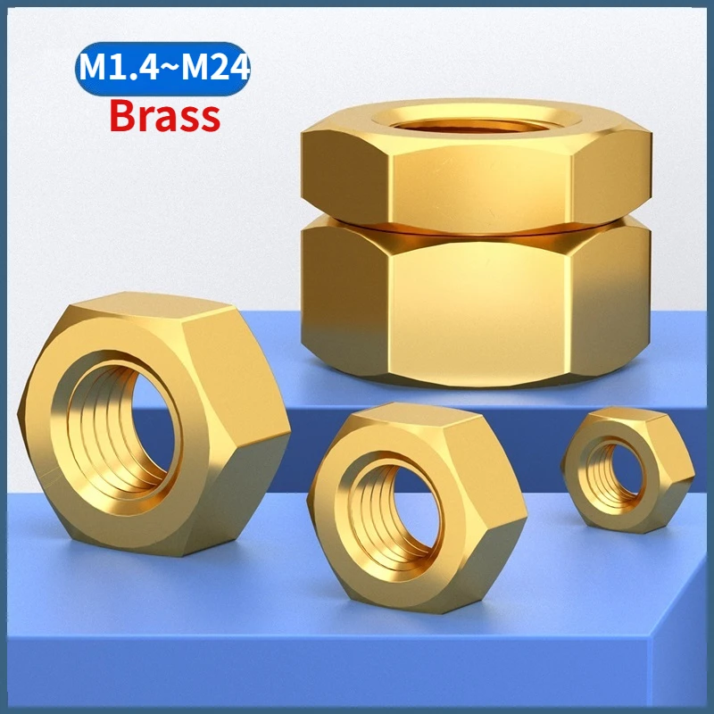 M1.4 M1.6 M2 M2.5 M3 M4 M5 M6 M8 M10 M12 - M24 Brass Metric / American Hex Full Nut / Flat Hex Hexagon Wafer Low Thin Jam Nut