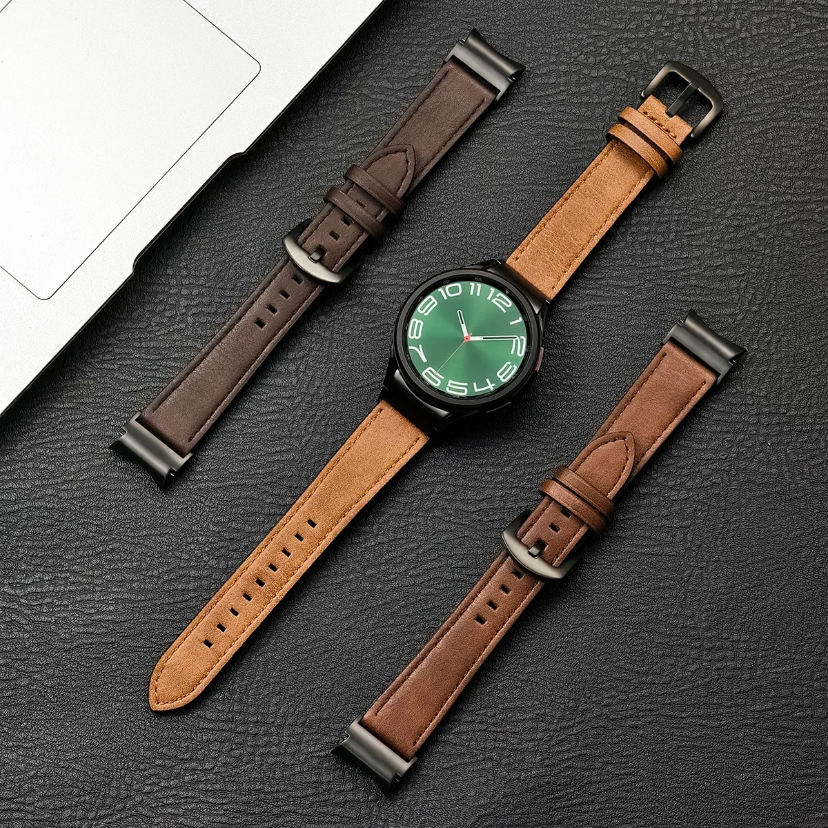 No Gaps Leather Strap for Samsung Galaxy Watch 7 6 5 4 40mm 44mm Watchband Bracelet for Galaxy Watch 6Classic 43 47mm 5Pro 45mm