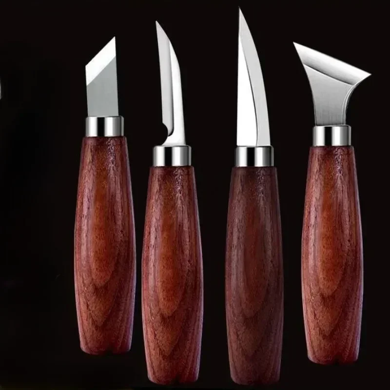 Carbon Steel Carving Knives Set with Walnut Handle Delicate DIY Carving Blade Engraving Knife Woodworking Tools Set Hand Tools