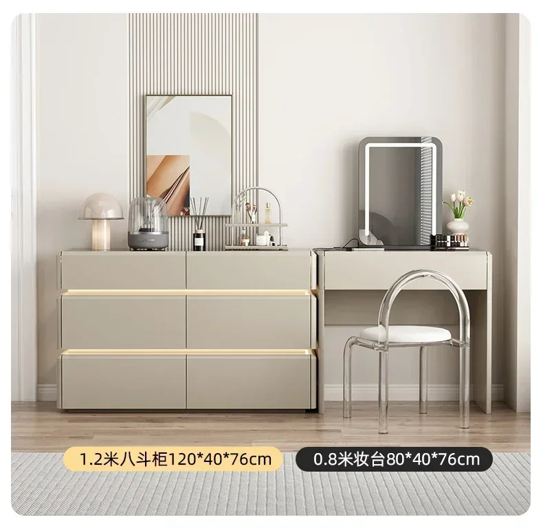 Cream Style Chest of Drawers Living Room Glass Master Bedroom Bed Front Cabinet Dresser Makeup