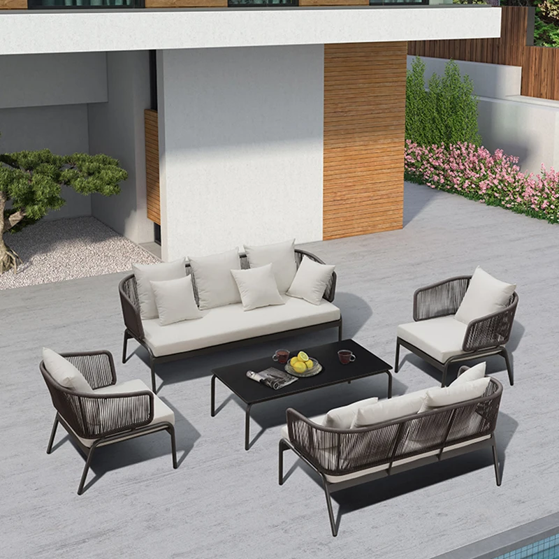 Nordic Comfortable Courtyard Villa Garden Sofas Leisurely Designer Modern Garden Sofas Simplicity Outdoor Furniture Divano HBOS