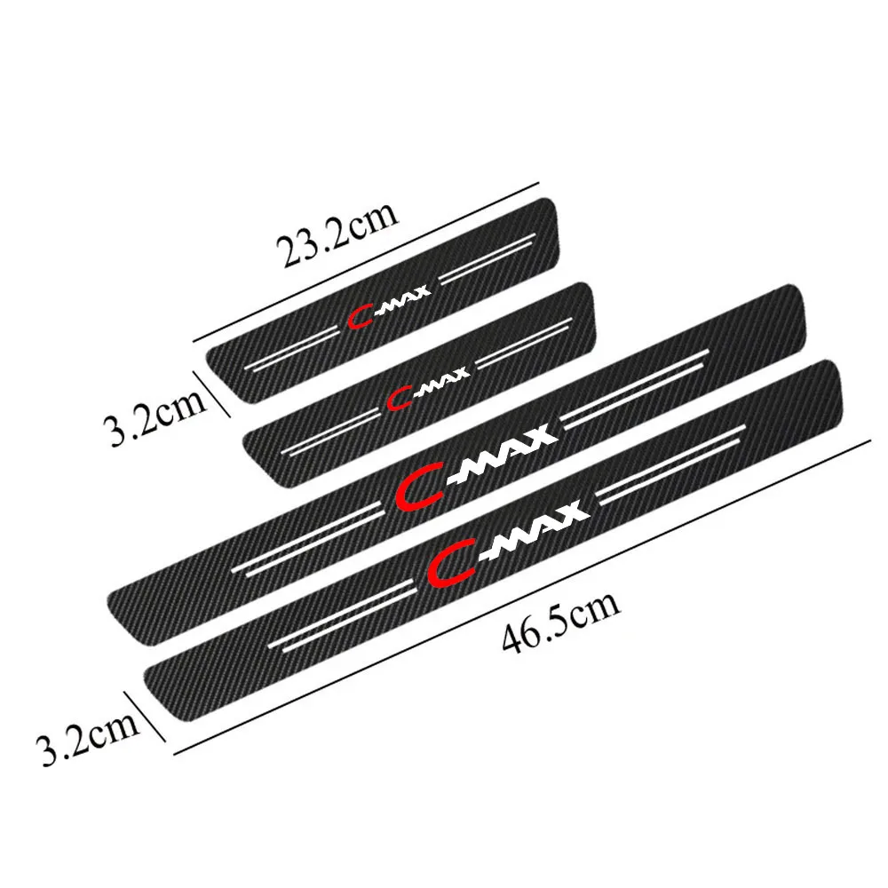 4pcs Carbon Fiber Car Door Sill Sticker For Ford BMAX B-MAX CMAX C-MAX SMAX S-MAX MK1 MK2 MK3