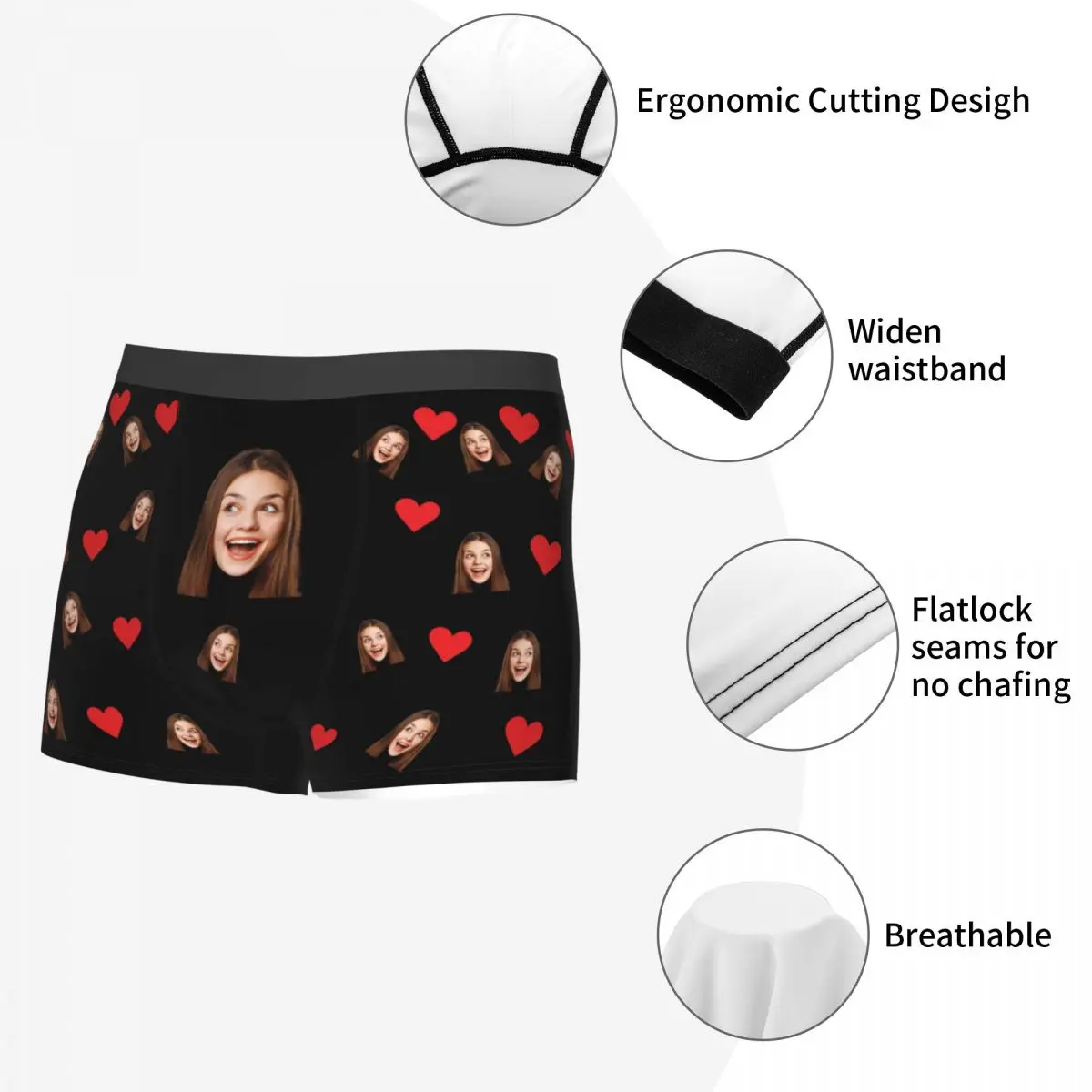 Valentine\'s Day Gifts Custom Funny Boxer Briefs with Wife\'s Face Customized Print Underwear for Men Boyfriend For Husband