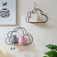 Cloud Shape Floating Wall Shelf Metal Wooden Storage Rack Wall Mounted Sundries Storage Holder Living Room Home Decoration
