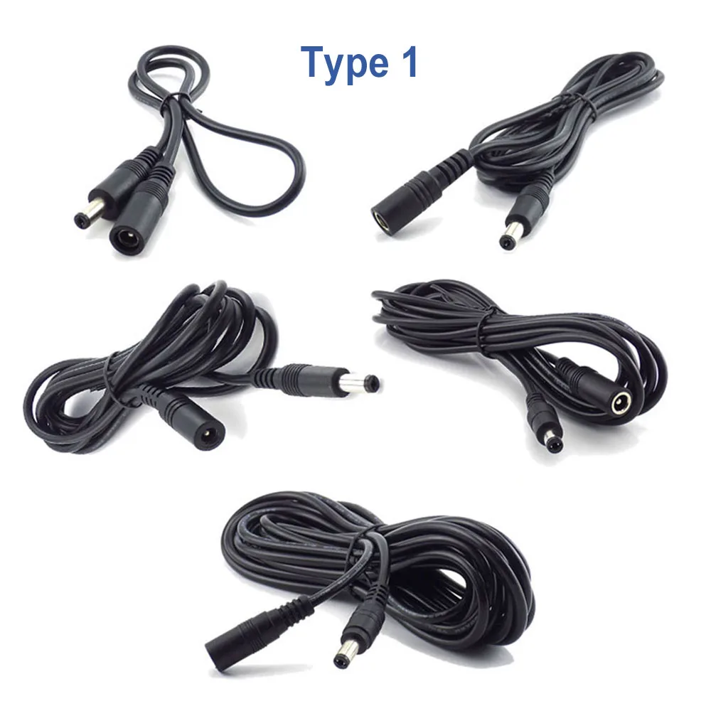 12V DC Power Extension Cable 5.5MM 2.1mm Plug Female to Male 5.5x2.5 Male to Male Adapter Cord For CCTV Camera Strip Light J17