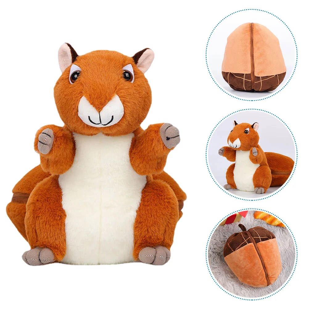 

Nut Squirrel Zipper Transforms into Plush Stuffed Toy Decorate Home Decors Lovely Cartoon Cotton Animal Figurine