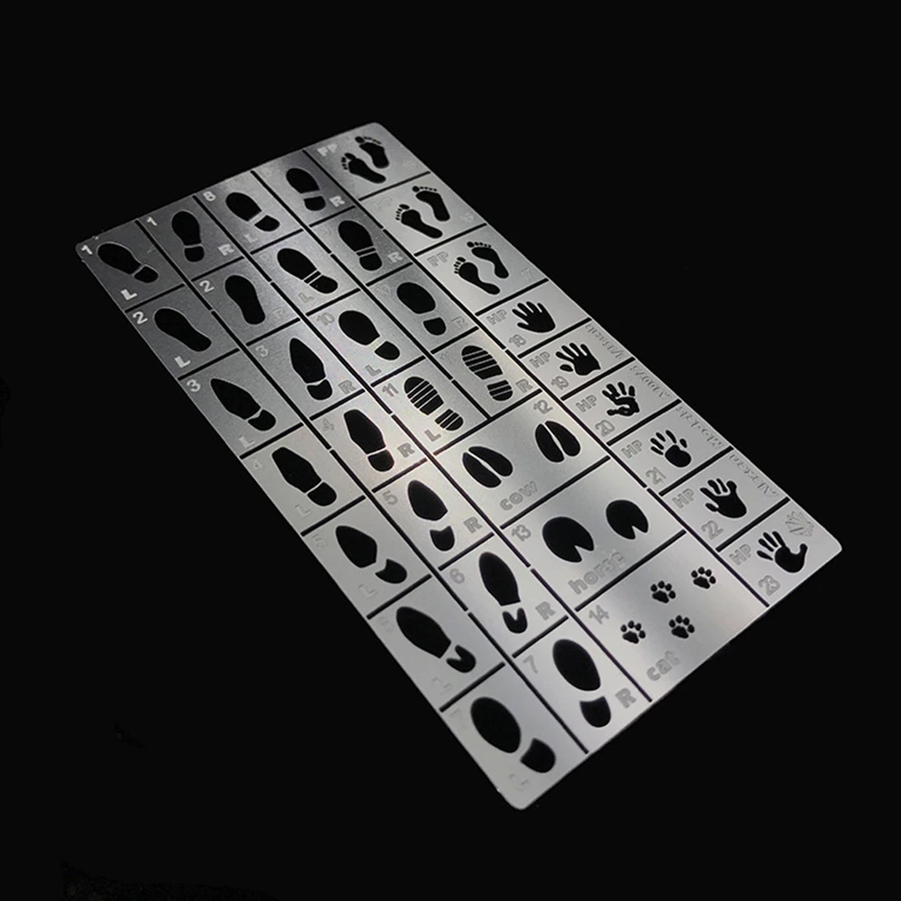 قالب الاستنسل رذاذ لوحة نموذج تسرب لوحة نسخ الإستنسل رذاذ اللوحة قالب الأحذية طباعة النخيل بصمة الحيوان