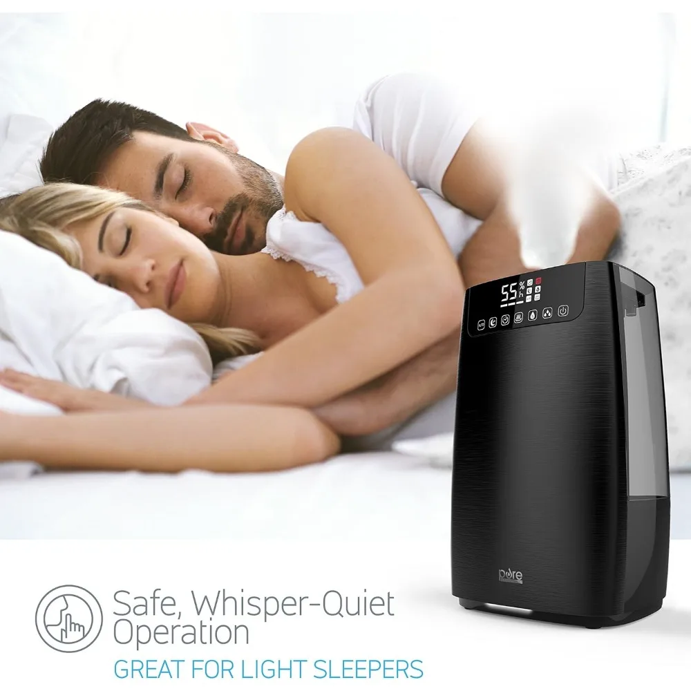 Warm and Cool Mist Humidifier - Easy-to-Clean 5-Liter Water Tank, Humidity Sensor, Two 360-Degree Rotating Mist Nozzles