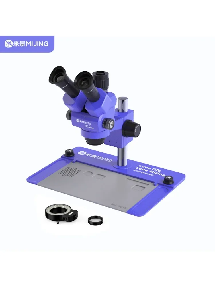 Microscope trinoculaire de MJ-6555 d'Ata jing 4K HD pour le microscope mobile de HD de réparation de carte mère de matin avec des outils résistants à la chaleur de protection