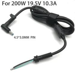 DC 4.5*3.0MM Pin Power Supply Plug Connector With Cord / Cable For Hp 19.5V 10.3A 200W Laptop Adapter Charger Hight power  1.5m