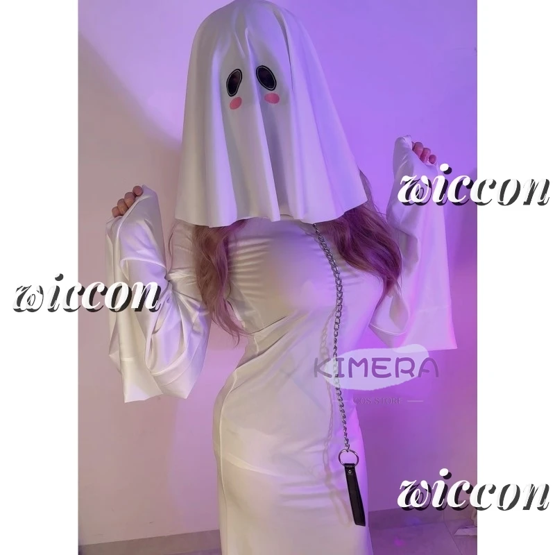 Sexy Cute Female Ghost Cosplay Costume Halloween Scare Face Cape Scream Costume Adult Fancy Dress Halloween Cosplay Costume