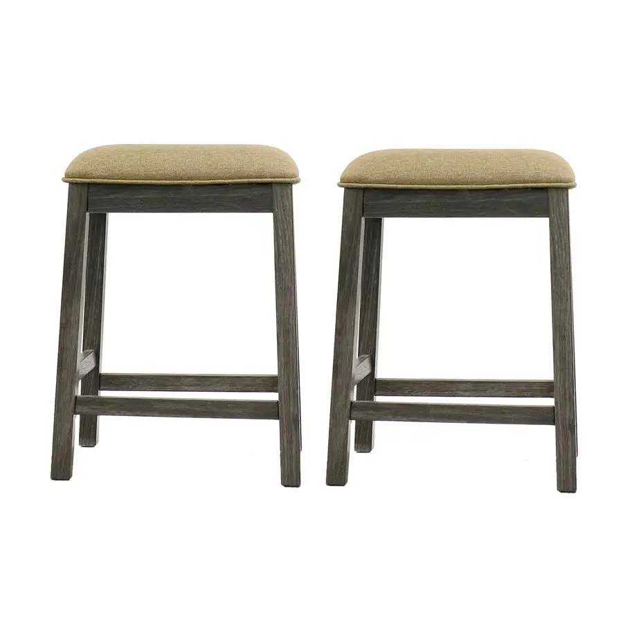 Counter Stool Set of 2, Counter Height Stools 24 Inch Upholstered Bar Stools for Kitchen Counter Grey