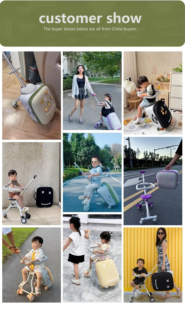 Reise-Trolley-Koffer für Kinder, montierbar auf dem Flugzeug mit drehbaren Rädern, Gepäckfahrt und Spaziergang, der zusammenklappbare Kinderwagen des Babys Koffers – Detail 2