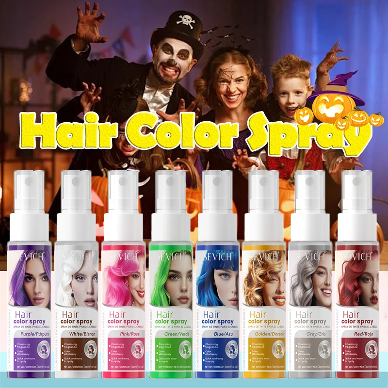 Colorazione dei capelli Spray Capelli tinti Colore dei capelli Tintura a lunga durata Colorazione dei capelli Crema colorata temporanea per capelli per lo styling di Halloween per feste fai-da-te