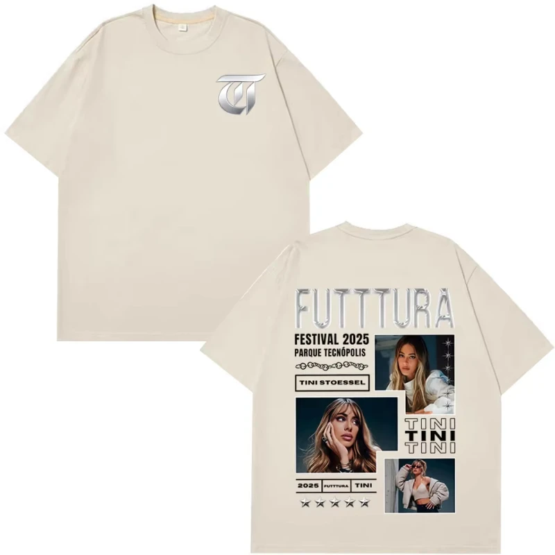 Singer TINI STOESSEL Futtura Album 2025 Tour Vintage T Shirt Men Women Hip-hop T-shirts Short Sleeves Cotton T-shirts Streetwear