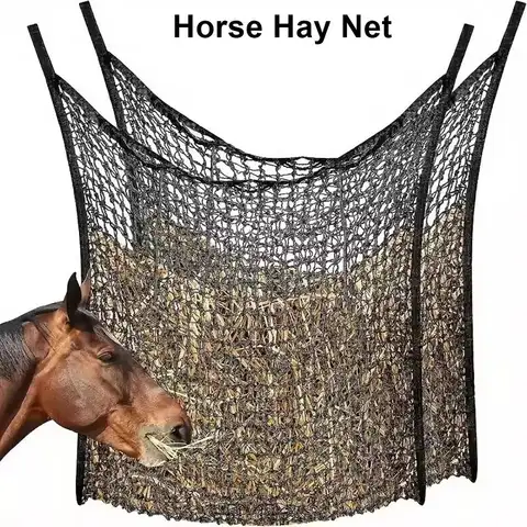 1Pcs New Slow Feed Hay Net Large Capacity Hanging Horse Hay Bag 80x90cm Hay Feeder Bag for Horses Goat Sheep
