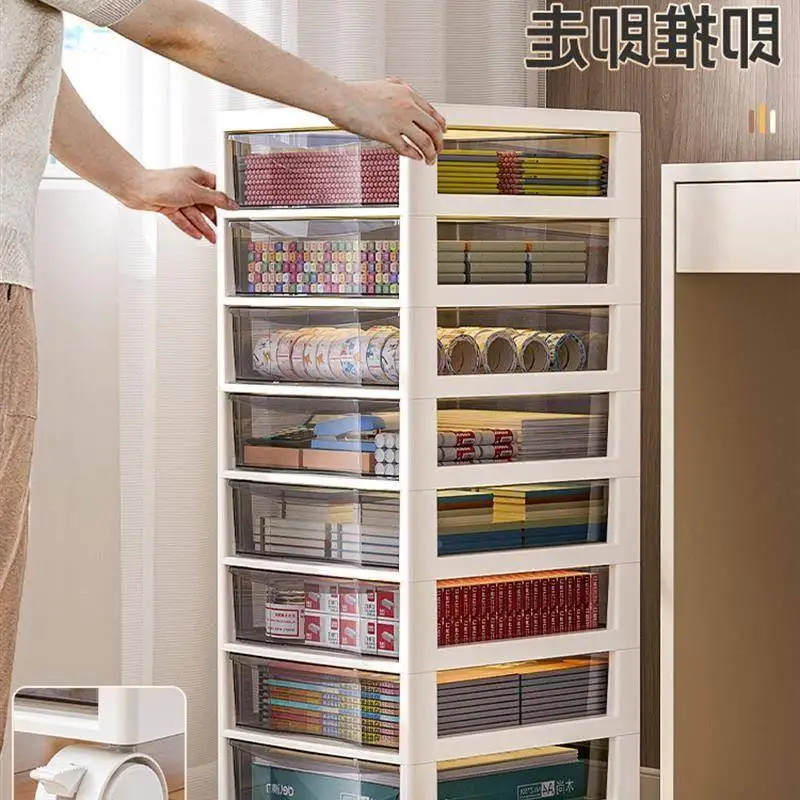 Office A4 File Storage Cabinet Dustproof Cover Plastic Rectangular North European Style Desktop Organizer for Bedroom Cosmetics