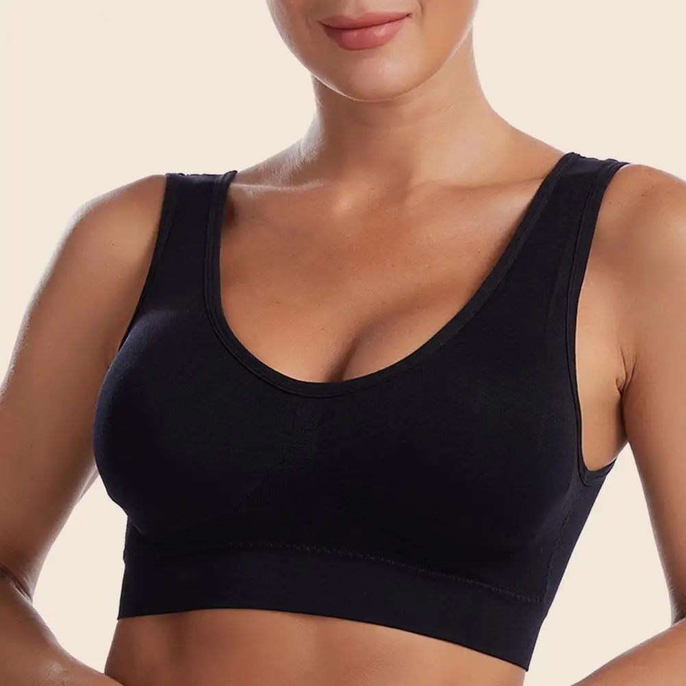 Women Brassieres Shockproof Full Coverage Push Up Plus Size Wire Free Women Brassieres   Sports Bra Vest  for Daily Wear