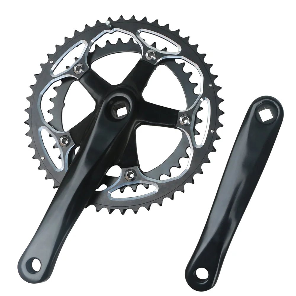 130BCD Crank Square Hole Road Bike Crankset 170mm Fixed Gear Bicycle Parts BMX Folding Bike Crank Arm Double/Triple Chainwheel