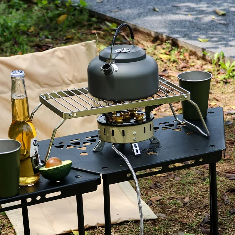 BBQ Grill Multifunctional Folding Campfire Grill Portable Stainless Steel Camping Grill Grate Gas Stove Stand Outdoor BBQ Rack