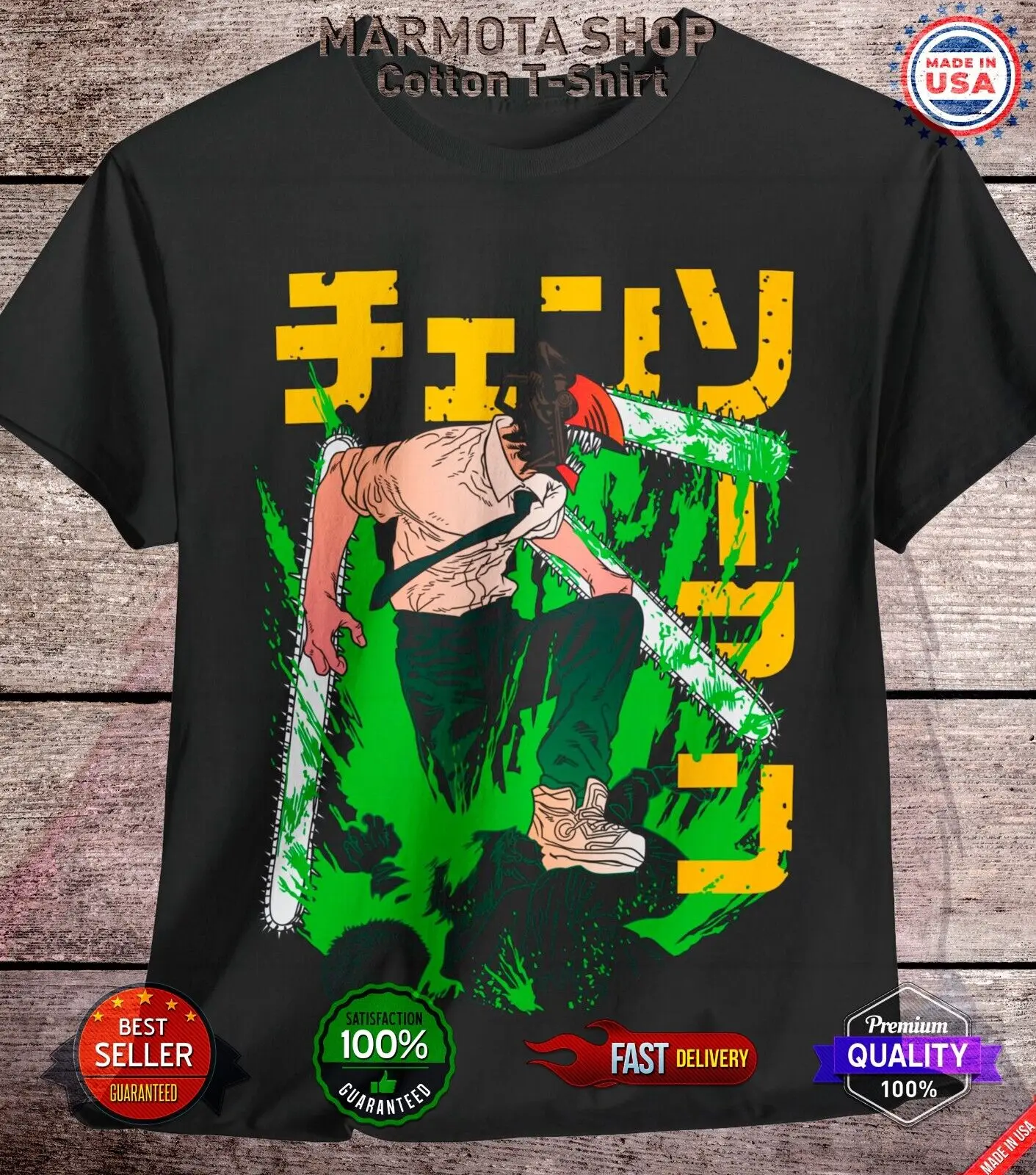 

Denji Chainsaw Man Shirt Anime Tee T-Shirt Pochita Horror Manga Otaku Makima