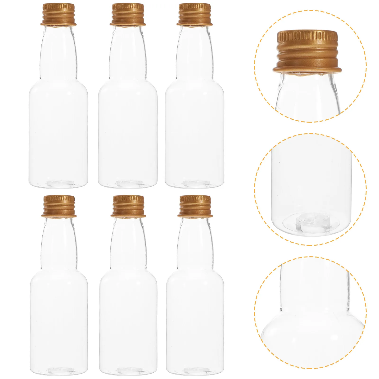 

25Pcs Mini Drink Bottles Clear Plastic Aluminum Cap Portable Beverage Containers Flat Base Dust Proof for Wine Juice Liquor