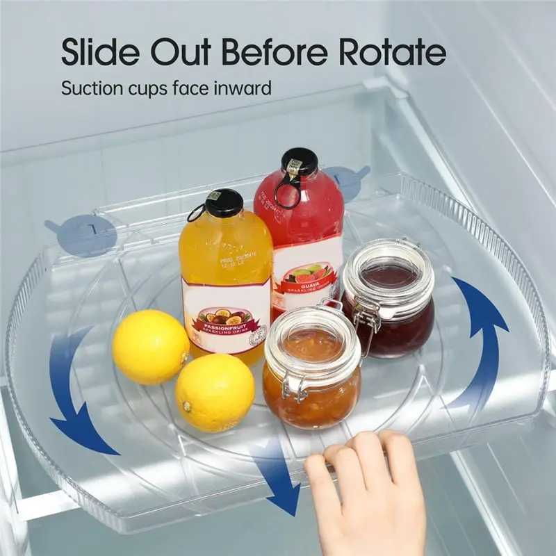 AT05-1 Piece Square Lazy Susan Organizer Slide And 360° Rotate Rectangle Turntable Organizer And Storage For Fridge For Refriger