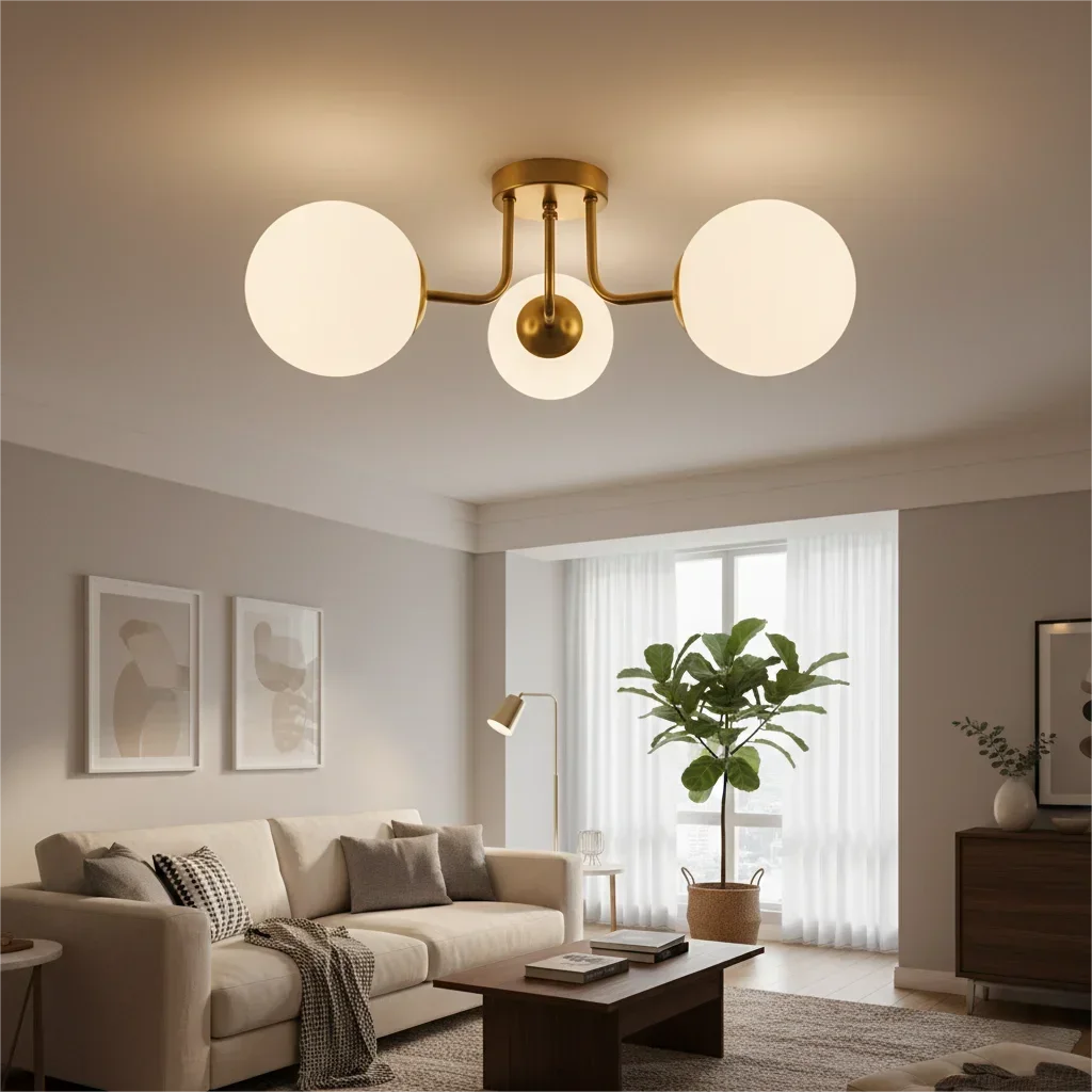 Nordic Magic Bean White Ball Glass Ceiling Light for Bedroom Living Room Modern PVC Iron Art Corridor Lighting