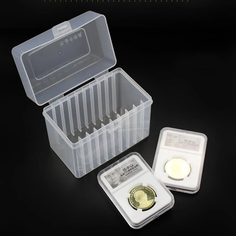 البلاستيك الشفاف 10 عملات معدنية حامل تخزين بلاطة صناديق PCCB عملة عرض كبسولة جمع NGC PCCG عملات عالية الجودة
