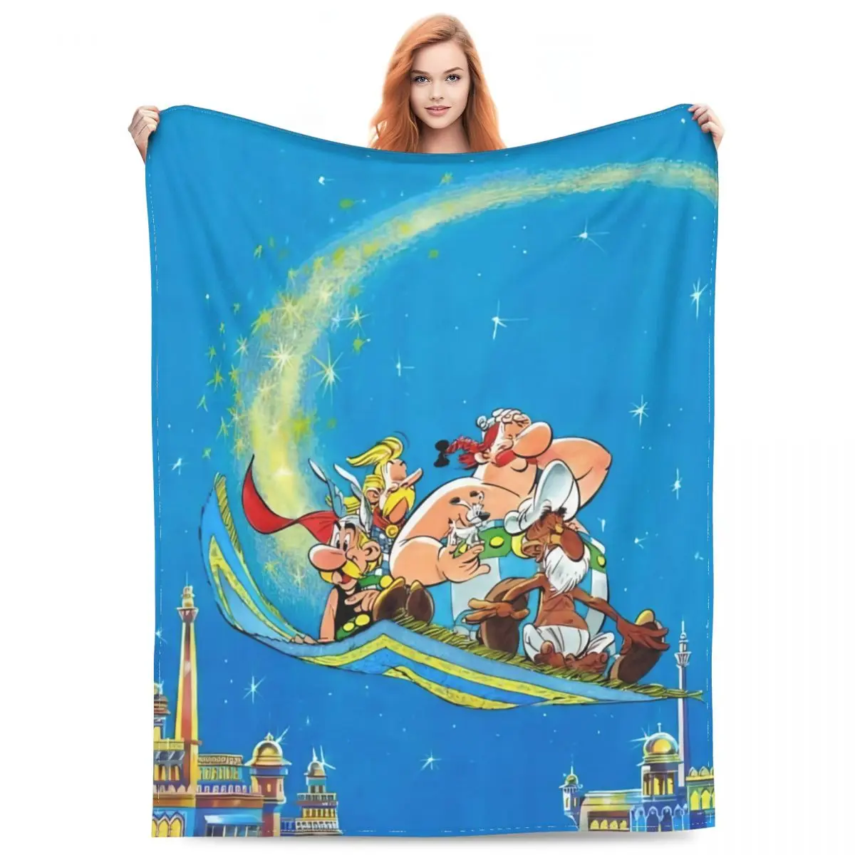 Asterix-and-Obelix Cartoon Merch Blankets Fleece Bed Retro Throw Blanket Cozy Lightweight Thin for Bedroom Bedspreads