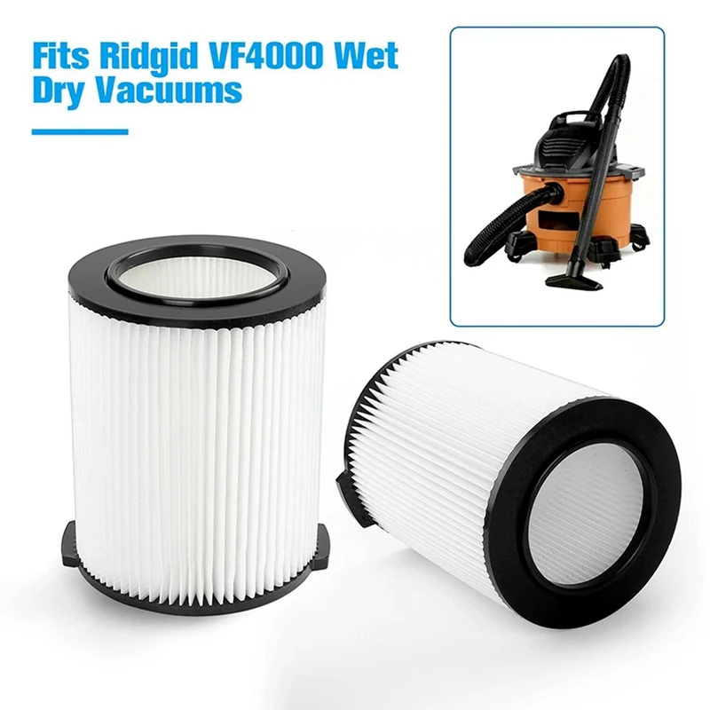 3X Standard Wet/Dry Vac HEPA Filter Replacement Washable For Ridgid VF4000 Vac 5-20 Gallons Vacuum Cleaner Filter