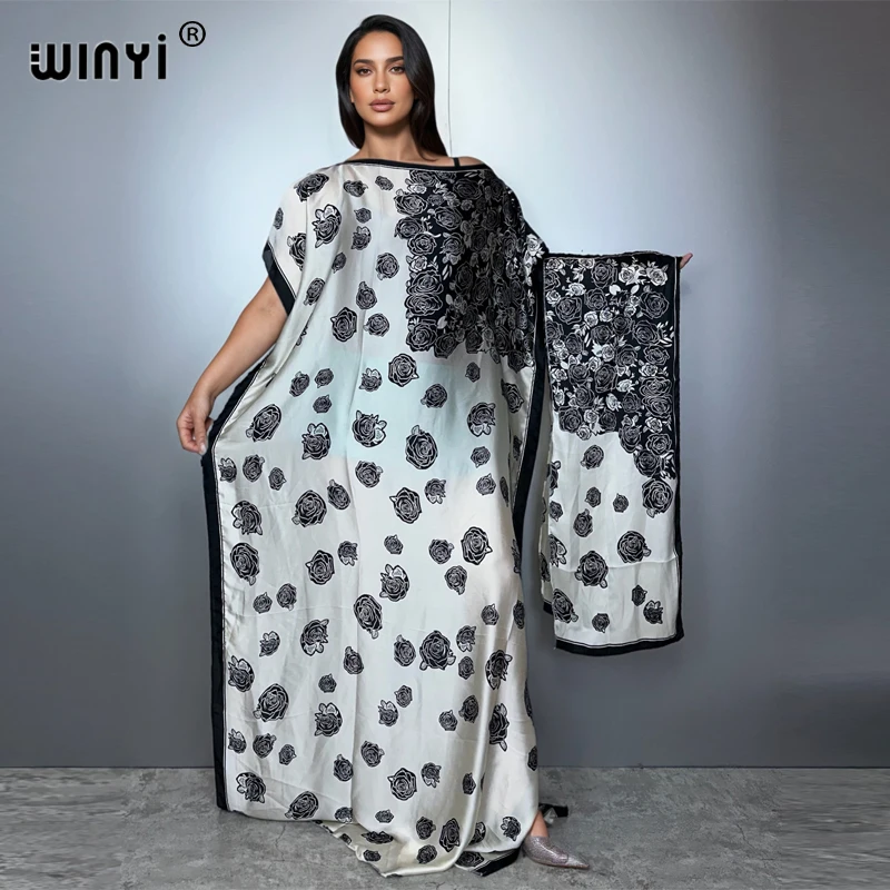 

WINYI muslim african traditional dress for woman abaya dubai luxury Kaftan evening dress Elegant Maxi Length Dress beach covers