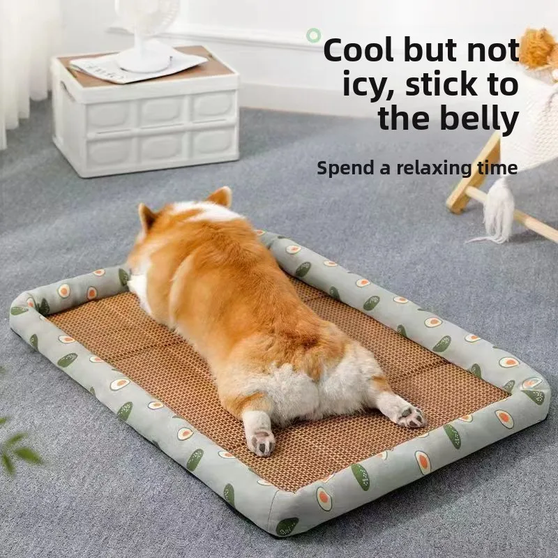 

Pet Summer Mat Dog Cooling Sofa Breathable Pad Moistureproof Rattan Wear Cat Mat， Cool and wear-resistant pet bed pad