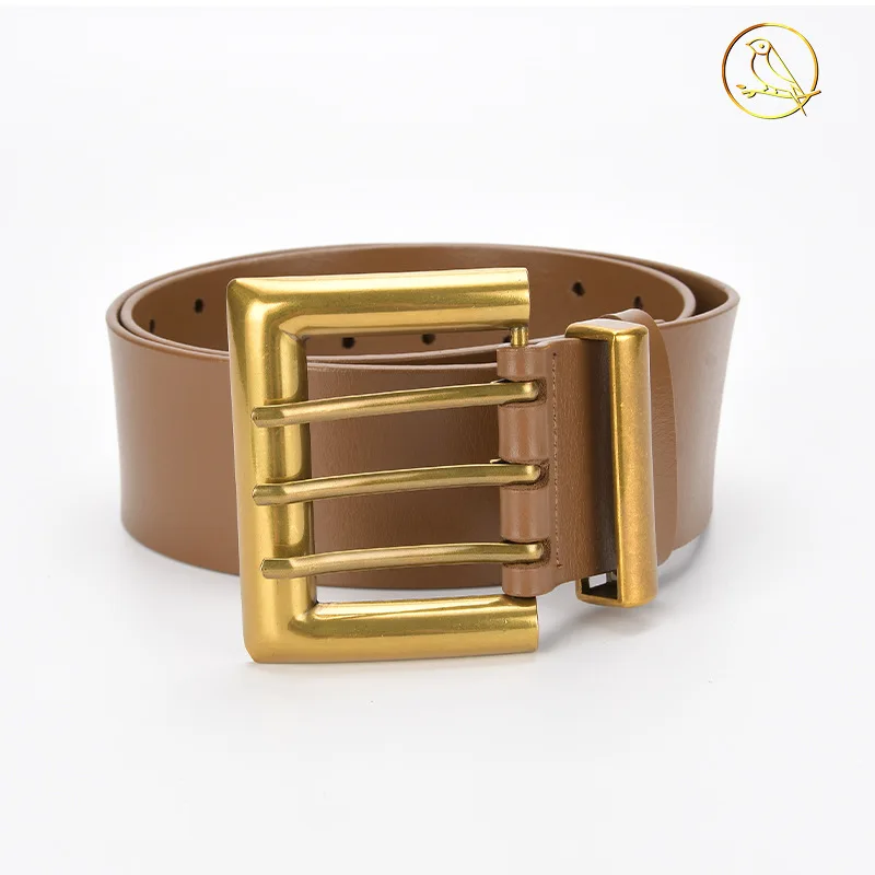 

Three-row buckle belt, widened jacket, wide belt, personalized alloy pin buckle decoration, fashionable women's belt 5.6cm wide