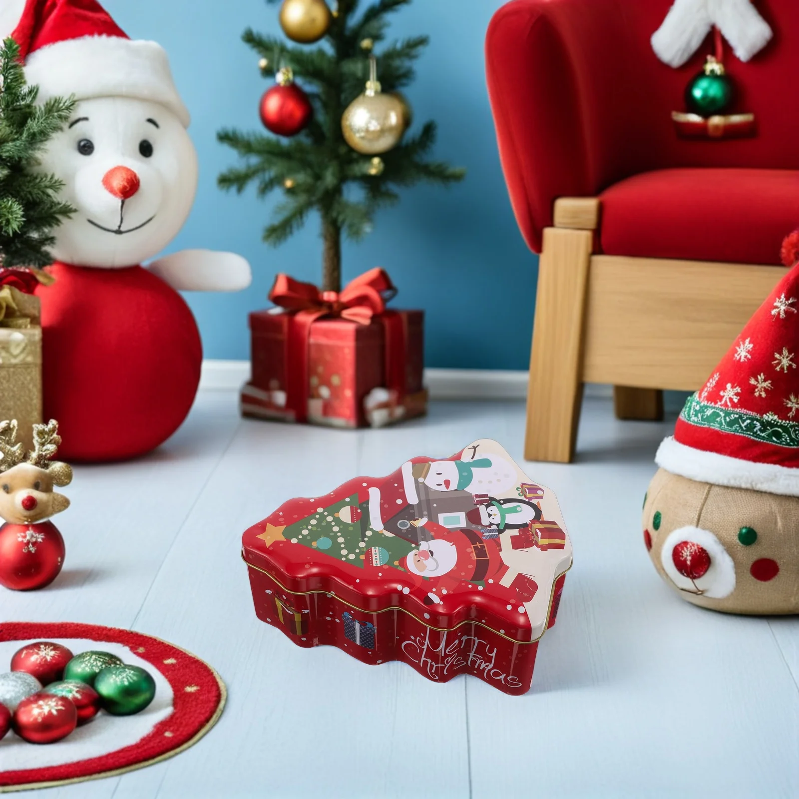 

Christmas Tin Box Packaging Large Metal Container Holiday Gift Storage Case Red Green Christmas Candy Chocolate Box Packaging