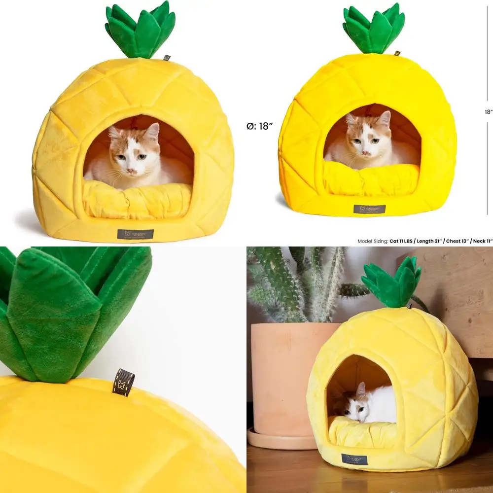 

Luxury Pineapple-Themed Dog and Cat Beds, 18 Inches, Comfortable and Stylish for Your Pets