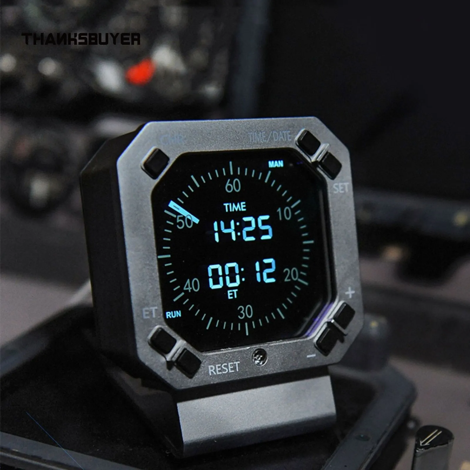 Simplayer FCS-35000S Aviation Clock for BOEING 737NG Instrument Gray /Anodized Aluminum Shell + FCS-LAB-M Aircraft Clock