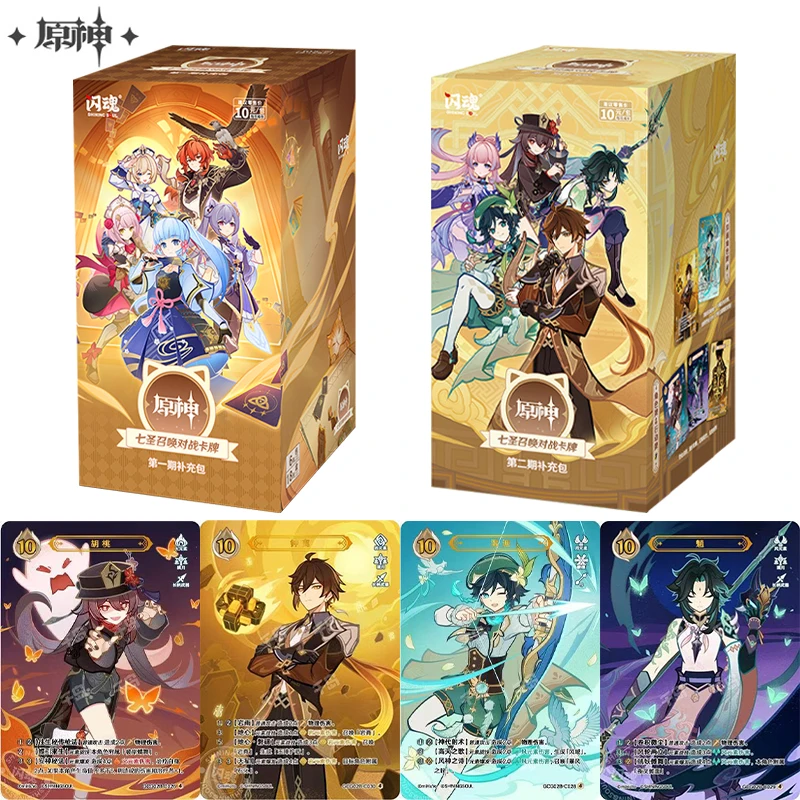 

Genuine Genshin Impact Cards Genius Invokation TCG Battle Card Booster Pack Traveler Zhongli Board Game Collection Card Toy Gift
