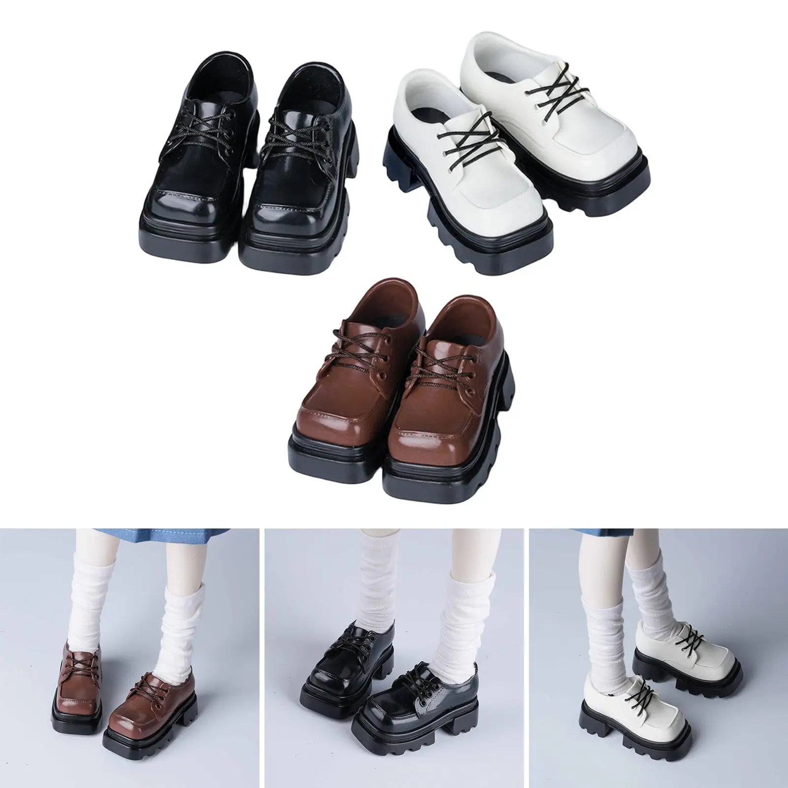 2 sapatos de boneca escala 1/4, roupa de sola grossa de pvc moda diária modelo em miniatura calçados de figura de ação para figura feminina brinquedo meninas